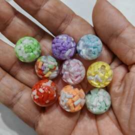 16mm夜光树脂软陶彩虹圆珠 DIY手工串珠散珠串笔手机链饰品配件