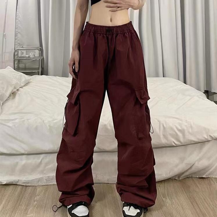 Nylon Quick-Drying Overalls for Women Summer New American Parachute Pants High-Waisted Wide-Leg Casual Drawstring Sports Pants Nylon Quick-Drying Overalls for Women Summer New American Parachute Pants High-Waisted Wide-Leg Casual Drawstring Sports Pants