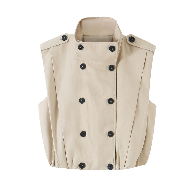 TAOP&ZA Women's Clothing 2026 Summer New Fashion Casual Simple Pleated Buttoned Vest Jacket 8338770