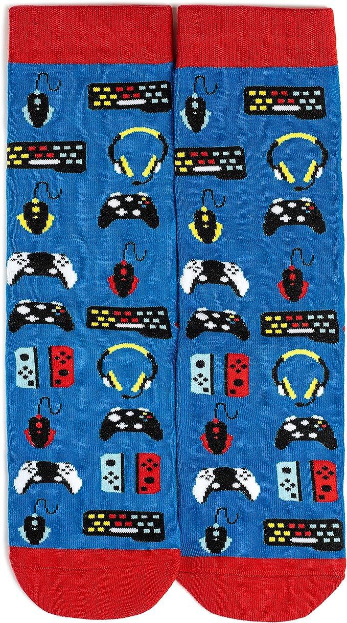 Comfort, Sweatproof, Non-Slip Function Unisex Casual Letter Gamepad Cotton Crew Socks A Pair