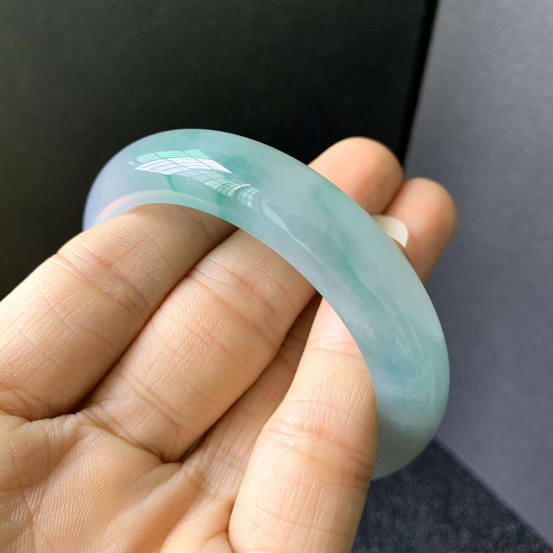 智贝主图_3天然翡翠手镯冰种阳绿贵妃玉镯缅甸正品女款老坑翡