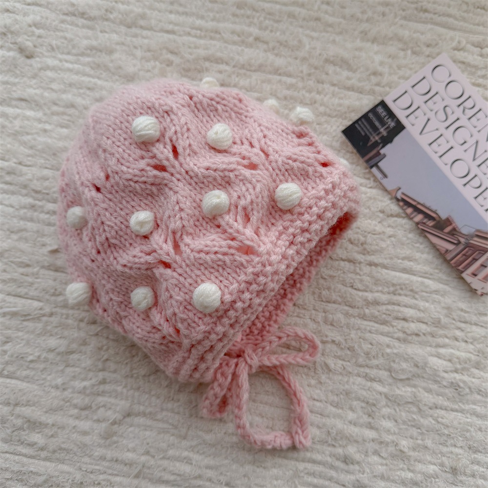 Sombrero de punto con forma de grano de uva dulce para bebé de invierno, gorro de lana para bebé, cinturón de otoño e invierno, gorro de cabeza de bolso hecho a mano