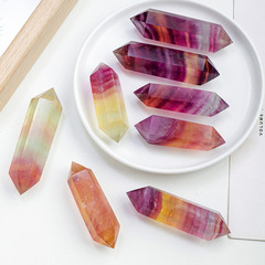 Natural Candy Color Fluorite Twin Points, Rainbow Fluorite Crystal Hexagonal Prism Home Crystal Craft Ornament Wholesale