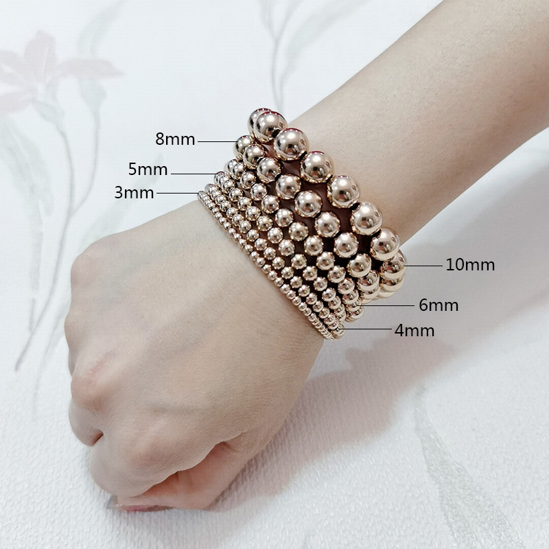 15g Weight Rose Gold Plated Plating Material Bracelets Classification 304 Stainless Steel Chain Material 1 Piece Quantity Holiday, Daily Occasion 304 Stainless Steel Material Solid Color Pattern Women's Gender Beaded Design Casual, Simple Style Style Casual Simple Style Solid Color 304 Stainless Steel Rose Gold Plated Bracelets In Bulk 6