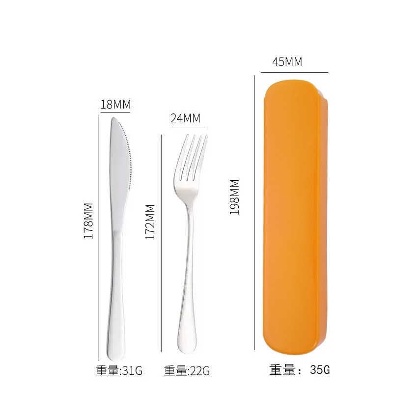 Juego portátil de cubiertos de acero inoxidable, incluye cuchillo, tenedor y cuchara, ideal para estudiantes o camping