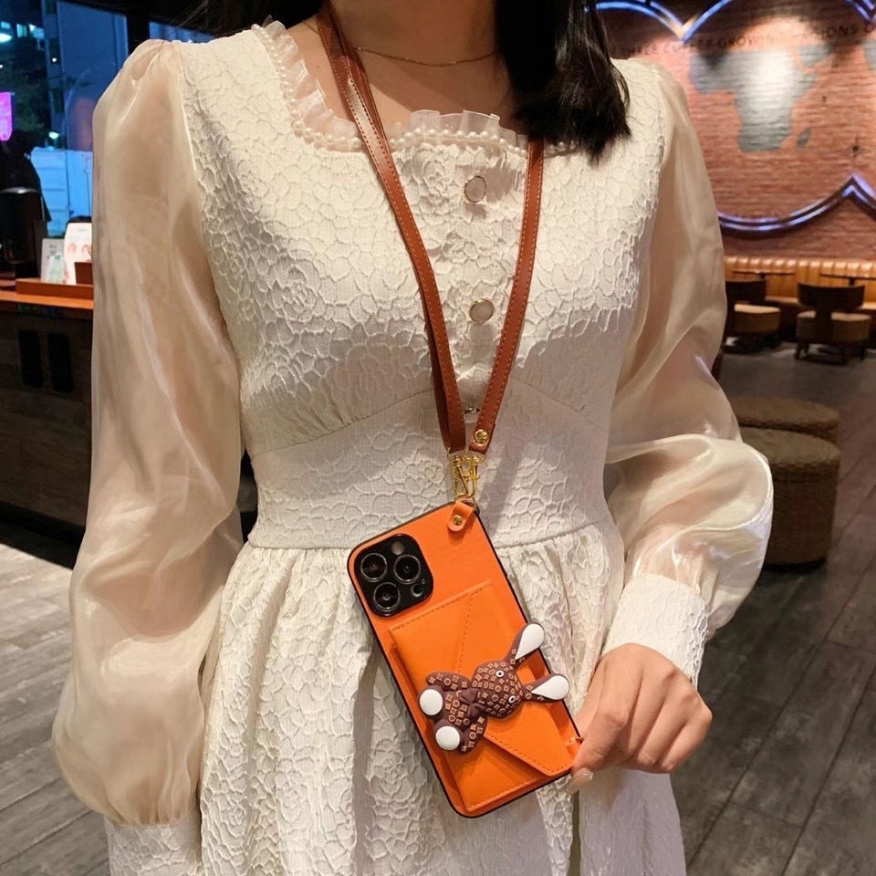 Ốp lưng điện thoại đeo chéo đựng thẻ, chống sốc viền dày, phù hợp Apple 17 Pro Max, iPhone 16, Huawei P40 — Ốp điện thoại đeo Chéo Thỏ màu cam, Ốp điện thoại đeo Chéo Thỏ màu nâu, Ốp điện thoại đeo Chéo Gấu bạo lực, Ốp điện thoại đeo Chéo Chó Pháp chi tiết 16