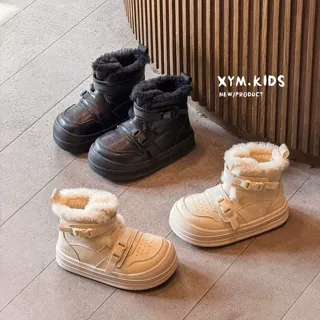 2026年冬季新款儿童休闲大棉靴时尚双魔术贴防水保暖男女童雪地靴