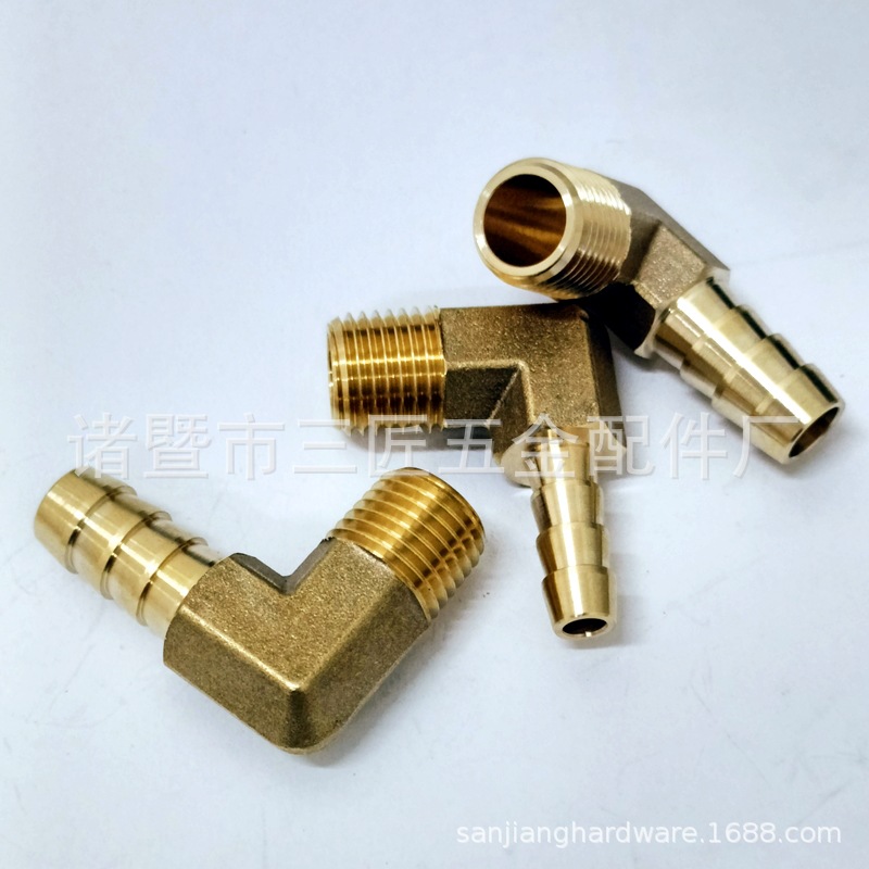 加厚美标外丝宝塔弯头 1/4NPT-8mm 10mm直角弯头气嘴 插管弯头
