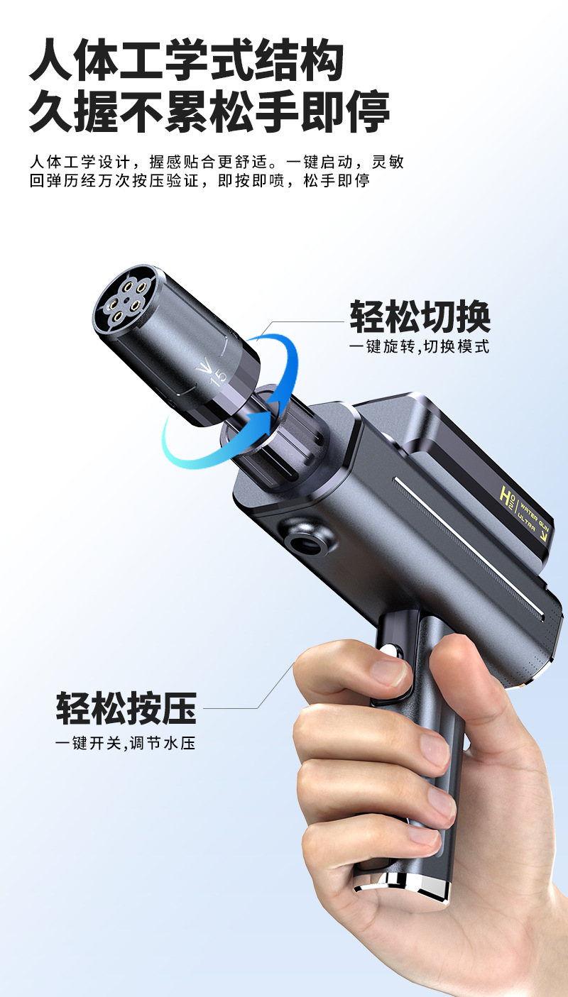 Handheld wireless high-pressure water gun for car and home use, powerful water gun, mineral water bottle portable lithium battery car washer