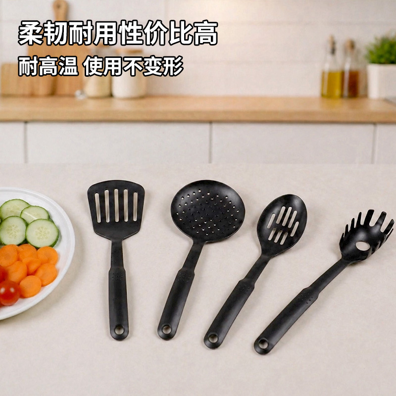 Juego de espátulas de nailon de seis piezas, cuchara para sopa, juego de utensilios de cocina resistentes a altas temperaturas, venta al por mayor del fabricante, cuchara y espátula multifuncionales para cocinar