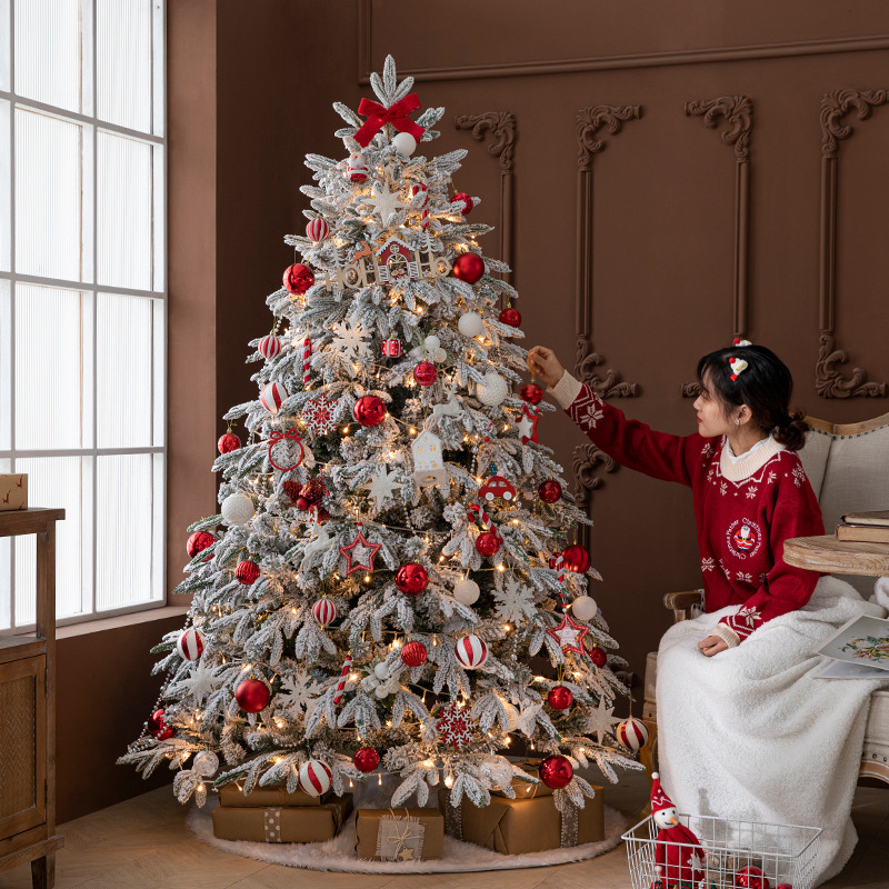 Nuevo Hong Kong Heng Navidad decoración 1,5 m 1,8 cremoso-blanco árbol de Navidad cifrado simulación nieve árbol paquete