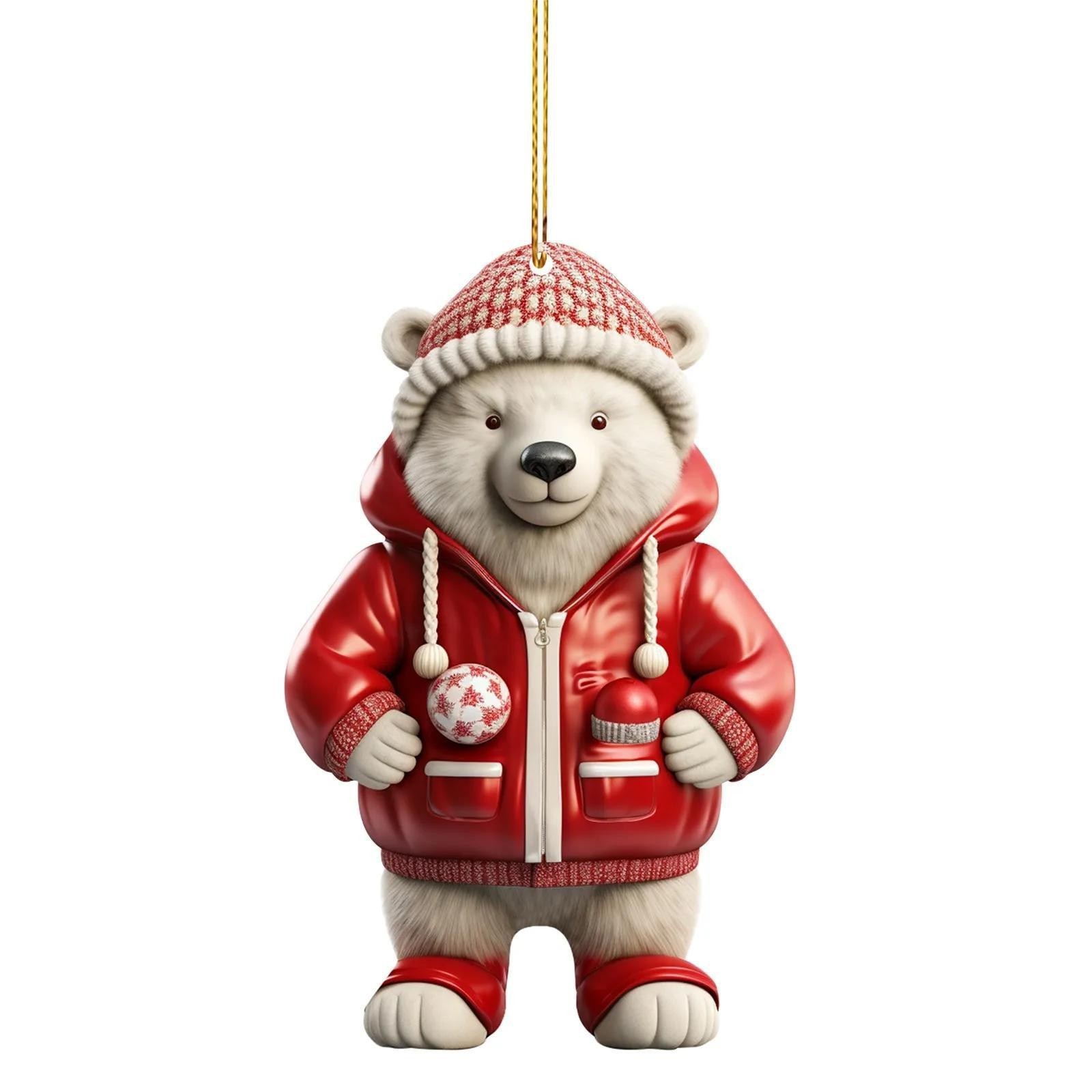 2025 Navidad transfronteriza acrílico plano adorable oso polar colgante de decoración de Navidad colgante image 2