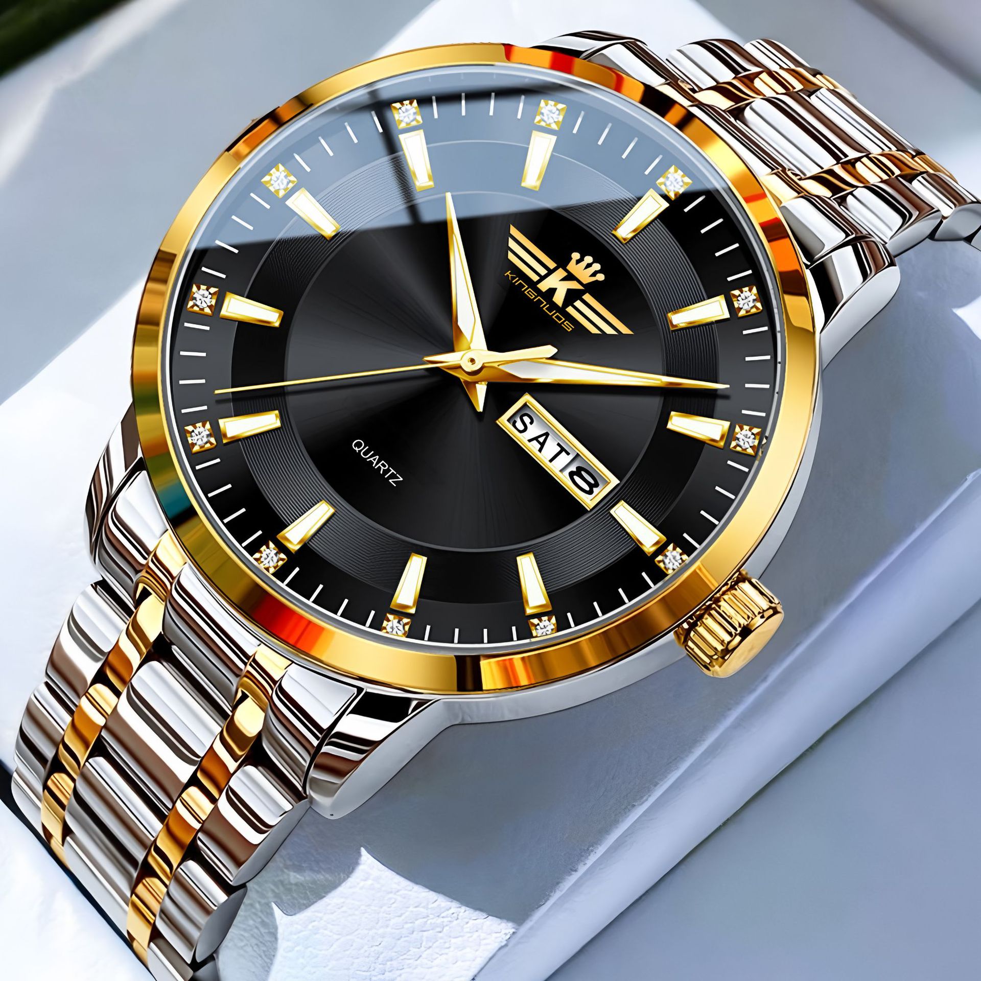 Gold with black surface