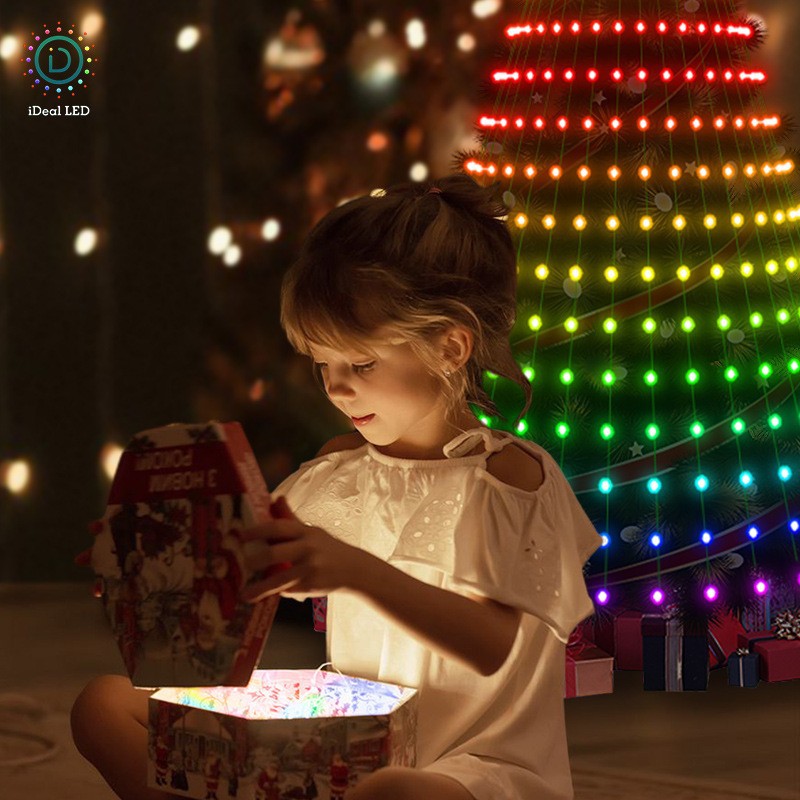 Amazon Hot Sale APP árbol de navidad luces de neón festivales decoración LED cadena de luces de atmósfera graffiti agua corriente luz de cascada