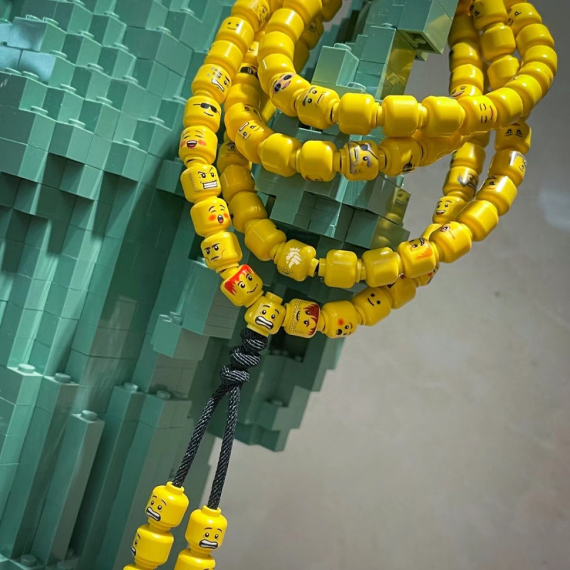 Creative new compatible with Lego face face head hanging beads bracelet bracelet text play beads day beads tide play