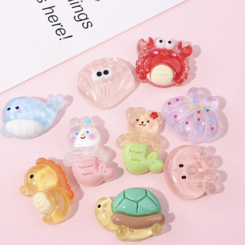 Transparent marine animal mermaid live broadcast new diy resin accessories hairpin handmade materials wholesale manufacturers