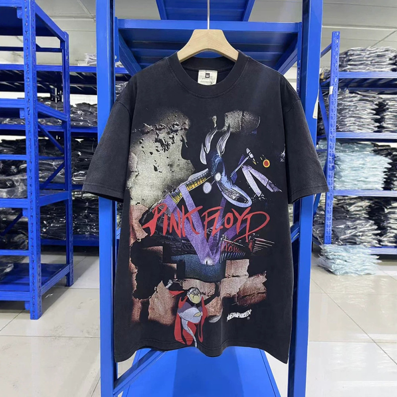 Pink Floyd Short Shirt American-Style Full-Print Vintage Short-Sleeve T-Shirt for Men and Women Trendy Pink Floyd Short Shirt American-Style Full-Print Vintage Short-Sleeve T-Shirt for Men and Women Trendy