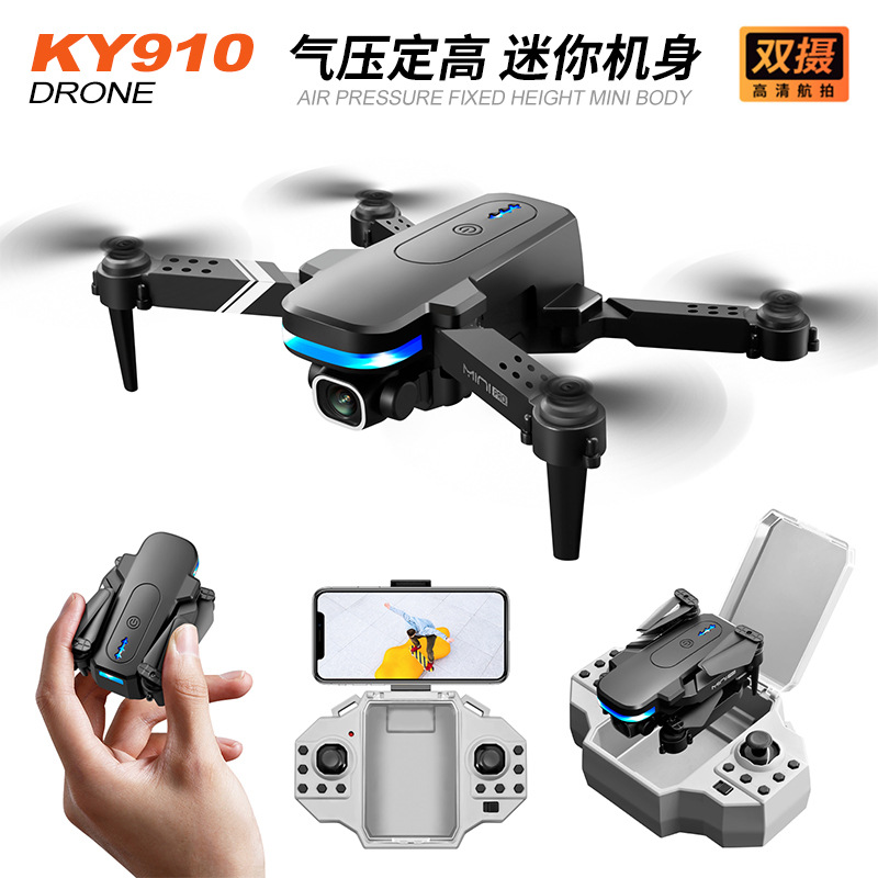 KY910 Mini Dron Plegable con Doble Cámara, Quadcopter Inteligente con Retención de Altitud, Juguete de Control Remoto, Transfronterizo