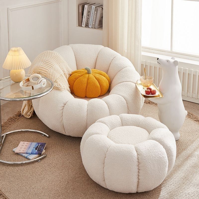 Yh Lazy Sofa Pumpkin Chair 360 ° Rotatable Girls' Cute Bedroom Single Backrest Balcony Leisure Lying down Yh Lazy Sofa Pumpkin Chair 360 ° Rotatable Girls' Cute Bedroom Single Backrest Balcony Leisure Lying down