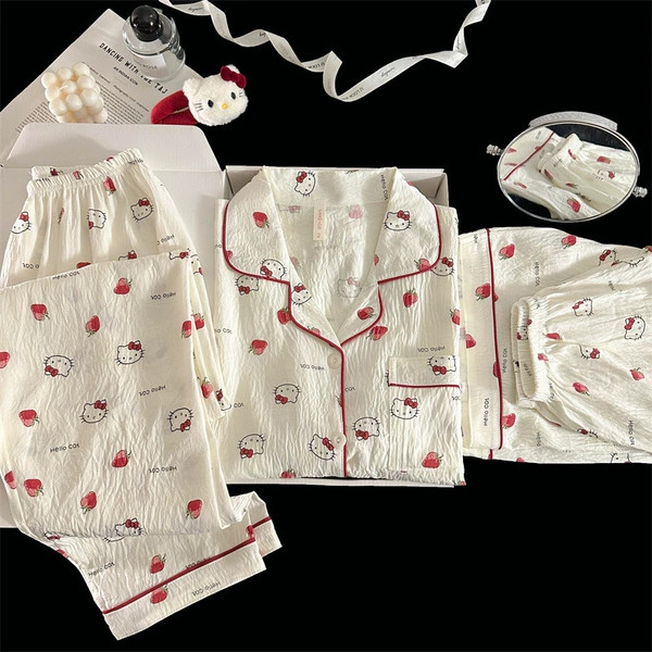 Yunduo Cotton-3103# Strawberry KT Cat Three-piece Set