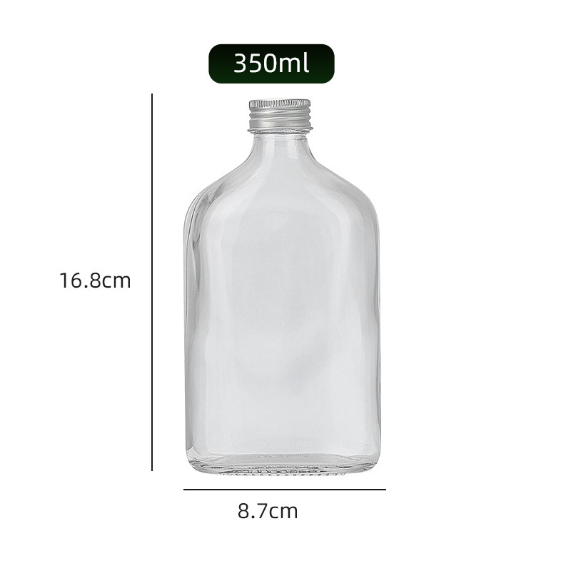 Botella Plana de Hombro Inclinado, Vidrio, para Embalaje de Regalos