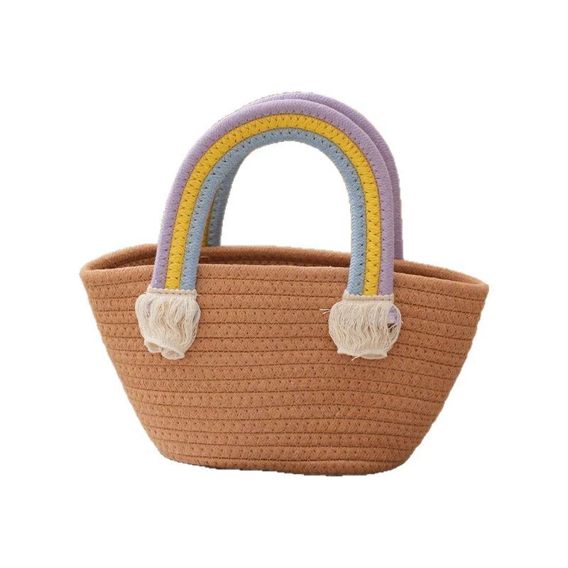 Rainbow set, woven linen bag
