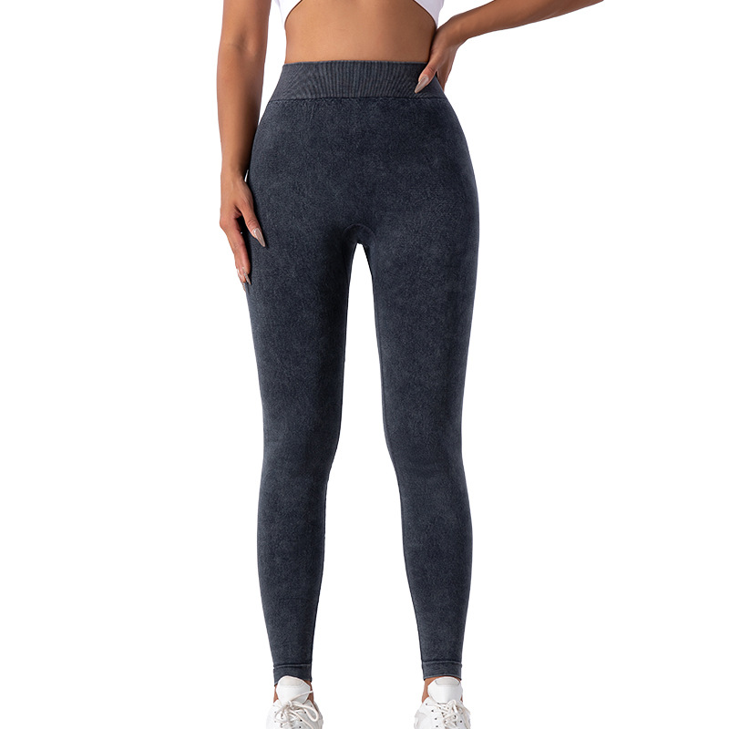 Nuevos pantalones de yoga TIKTOK lavado sin costuras en V cintura alta elástico ejercicio yoga fitness pantalones ajustados pantalones de yoga