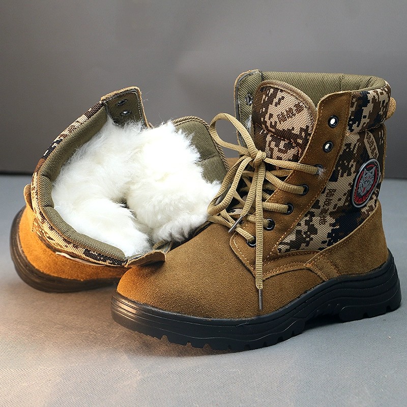 38-사막색 검정색 바닥, 강철 발가락이 있는 양모 안감