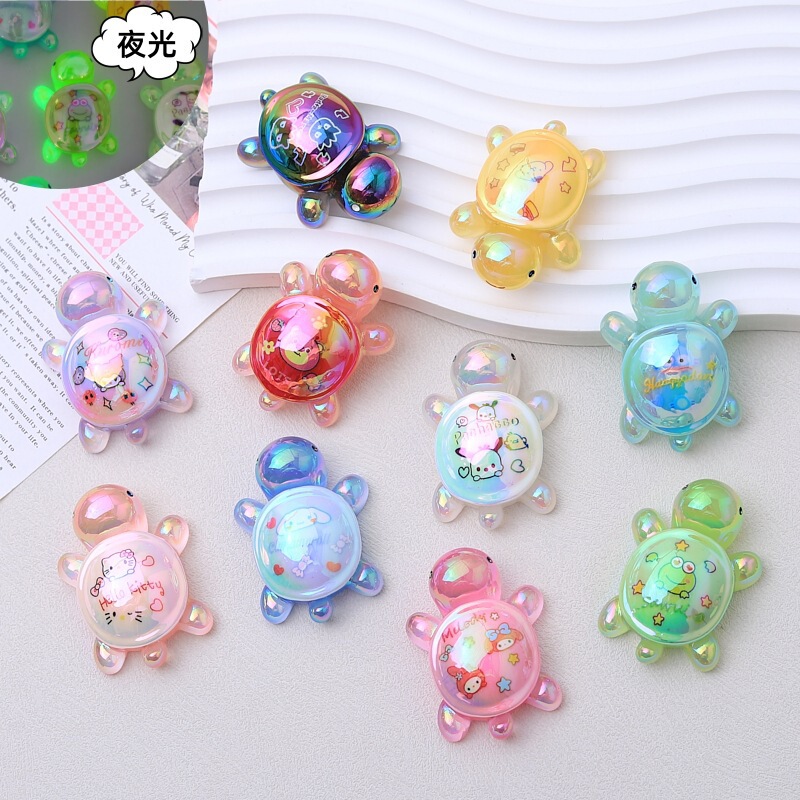 Electroplated luminous animal turtle pair touch cartoon diy cream glue high sense hairpin jewelry resin accessories blind Electroplated luminous animal turtle pair touch cartoon diy cream glue high sense hairpin jewelry resin accessories blind