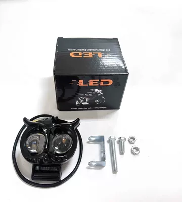 Cross-Border Led Motorcycle Spotlights, High and Low Beam Headlights, Dual-Color External Fog Lights for Electric Vehicles, Factory Direct Shipping (Motorcycle headlights, headlights) - yellow-white-light-single