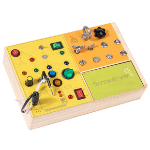Cross-Border Montessori Early Education Wooden Switch Power Socket Led Busy Board Screw Busy Board for 3-6 Years Old