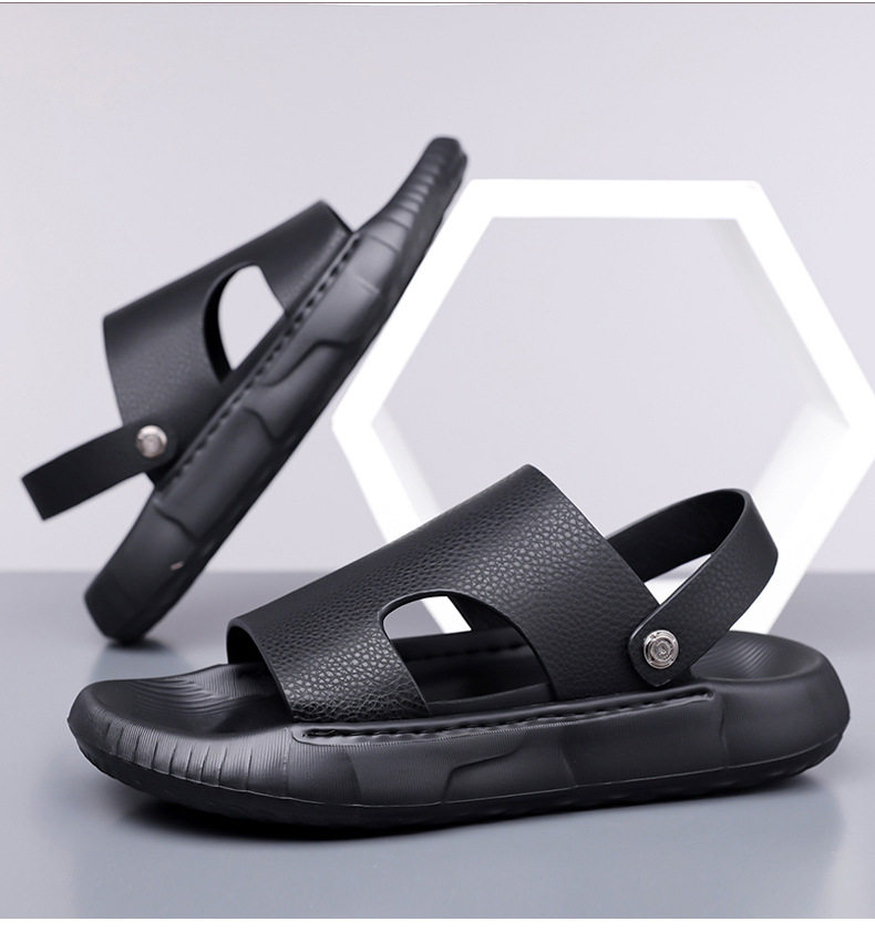 Dép sandal nam da bò lớp đầu mũi hở đế dày, dép đi biển da mềm đế êm — GA05 màu nâu, GA05 màu đen chi tiết 21
