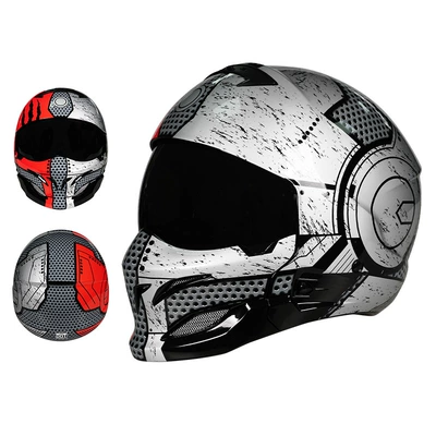 Scorpion Helmet Combination Half Helmet | Motosiklet kaskı (dəbilqə) - 856-mecha-red-gray-black-lens-m55-56