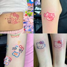 奶萌少女学生HelloKitty蝴蝶结可爱猫咪小图案防水ins纹身贴女