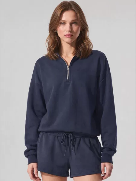 Cross-Border Autumn and Winter Zip-Up Lapel Sports Suit Long-Sleeve Sweatshirt Shorts Women's Loose Trendy Brand Two-Piece Sports Sweatshirt Set
