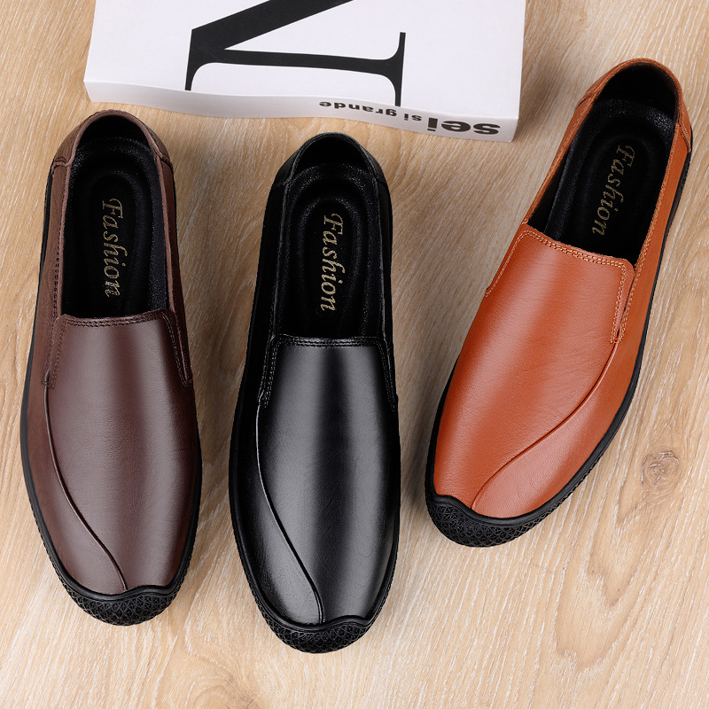 2021 new pattern Men's Shoes Spring A pedal Lazy man leisure time Trend peas leather shoes drive a car black shoes