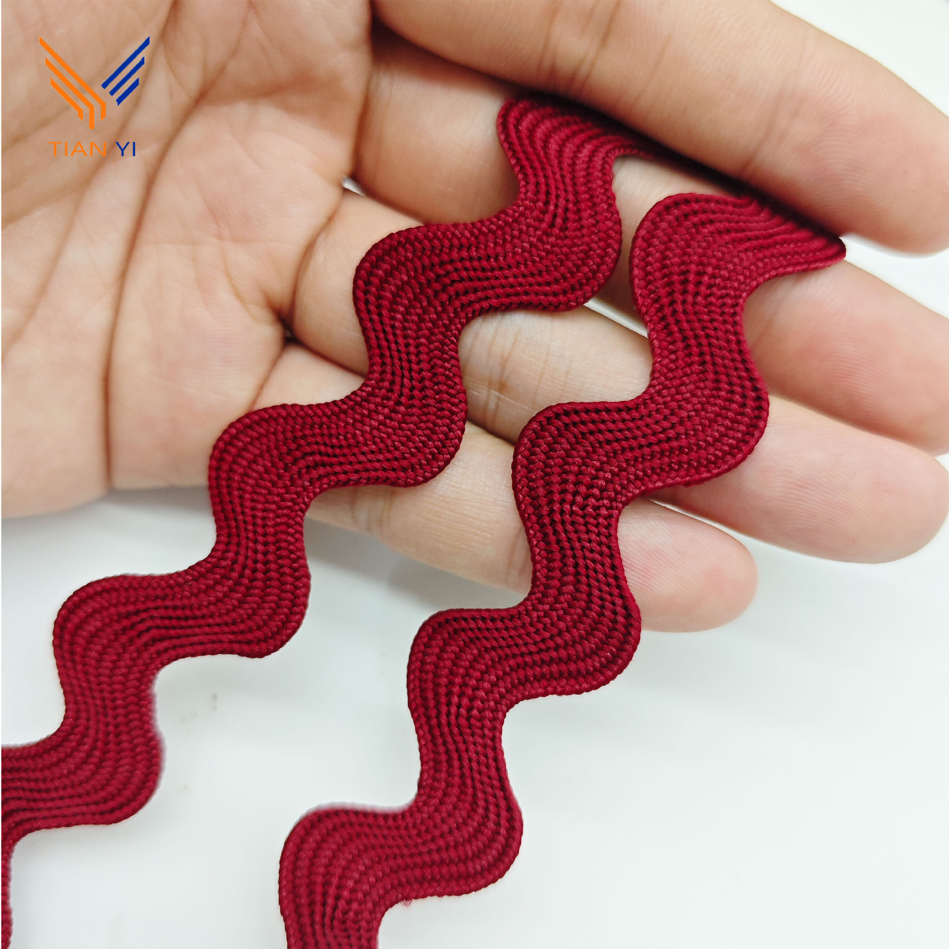 Cinturón de borde curvo de color de 1,3 cm, tejido ondulado, almohada, decoración de mochila, Lolita Hanfu, encaje, accesorios en forma de S