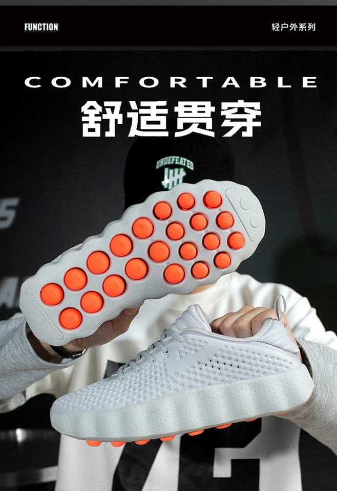 Giày thể thao chạy bộ nam cổ thấp, đế cao su đúc, gót 3–5 cm, lưới thoáng khí, massage lòng bàn chân, form rộng cỡ lớn — A002 màu xám, A002 xanh dạ quang, A002 Đen Cam, Một 002m màu chi tiết 5