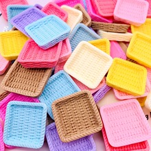 彩色方篮筐卡通奶油胶配饰树脂diy饰品发夹洞洞鞋扣装饰配件鞋花