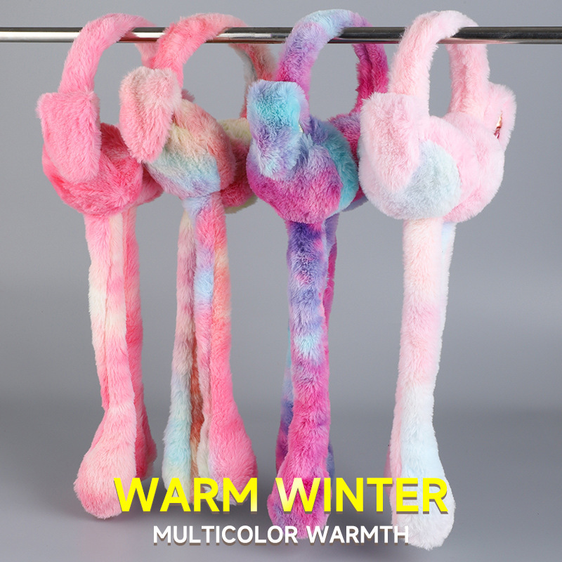 Shake the sound of the same Internet red new parent-child shiny pinch airbag will move rabbit ears plush cartoon hairband hat hair accessories