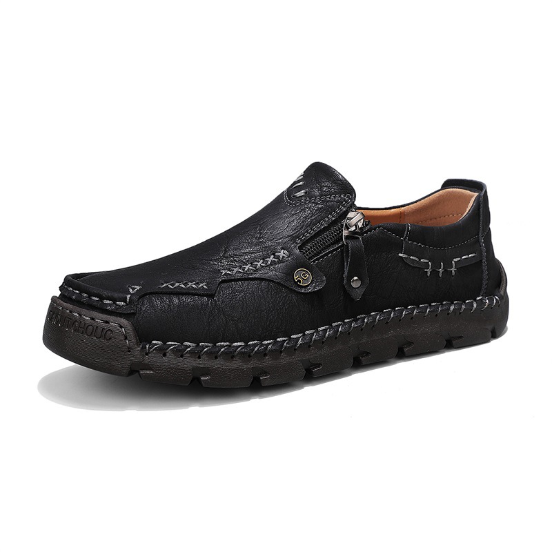 Spring And Autumn New Loafers Cross-Border Large Size Casual Slip-On Leather Men's Outdoor Hand-Sewn Driving Shoes_vogvips.com
