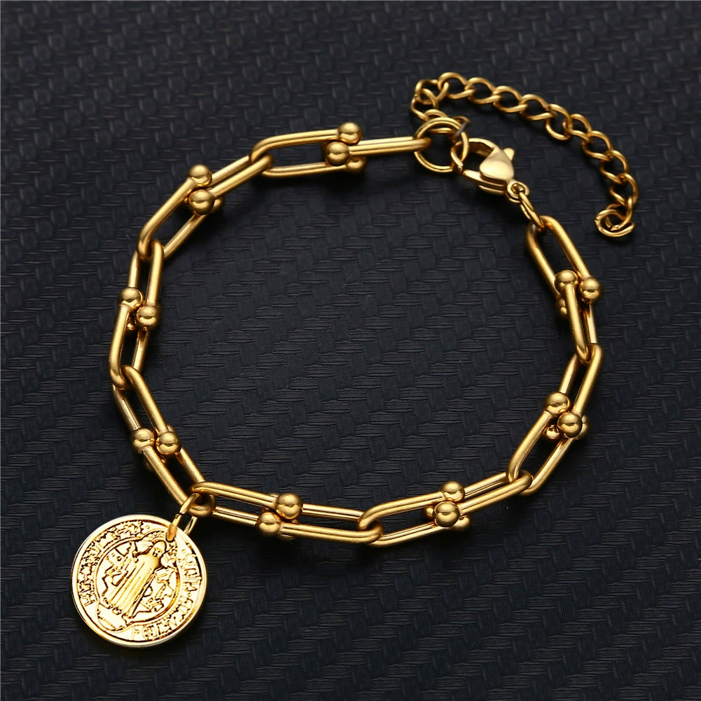Fashionable accessory, pendant, chain stainless steel, bracelet, European style