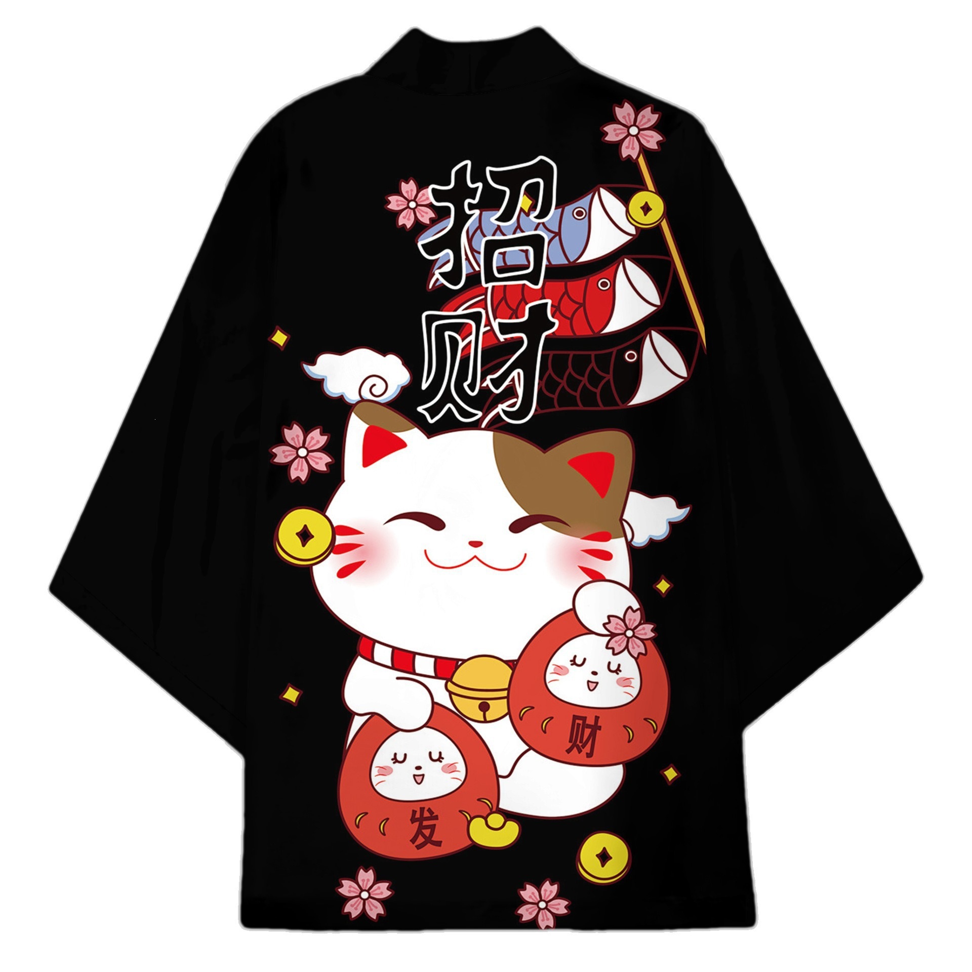 浮世绘夏季日式开衫服和服披风羽织道袍3D数码印花男女款居家服衫