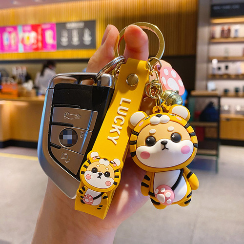 Official Cartoon Chai Xiaohu Keychain for Girls, Cute Trendy Fashion Deco Polished Chihuahua Rabbit Keychain Bag Hook