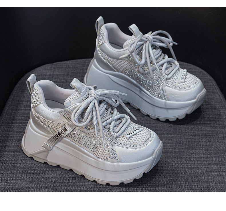 Giày sneaker nữ đế dày phong cách cổ điển phối lưới và da — Vàng lưới 5027-1, Đỏ da 5027, Xám lưới 5027-1, Đỏ lưới 5027-1 chi tiết 44