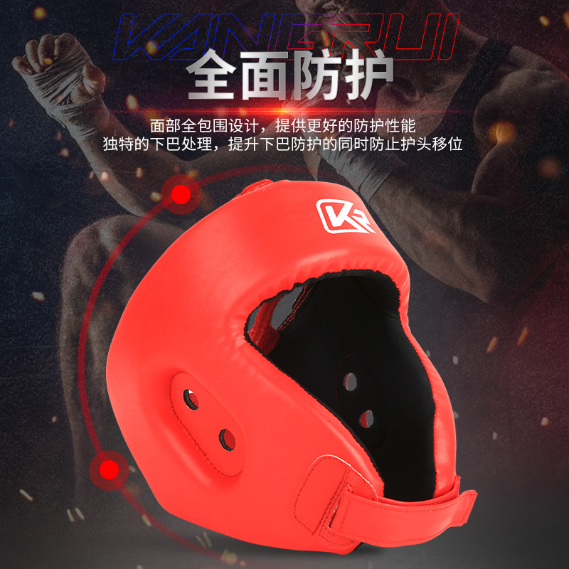 Kangrui fábrica Sanda protector de cabeza adecuado para boxeo Sanda entrenamiento de combate puede ser entregado en nombre de una pieza de descuento de gran cantidad