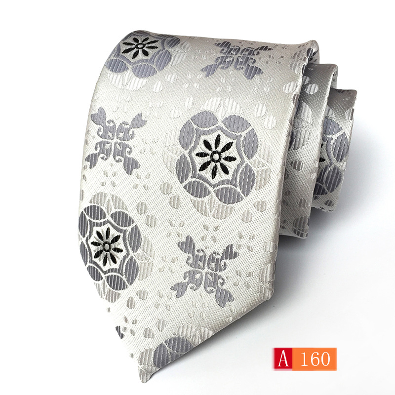 FUENTE fabricante poliéster jacquard material de los hombres corbata flor grande oreja moda corbata de moda en stock al por mayor