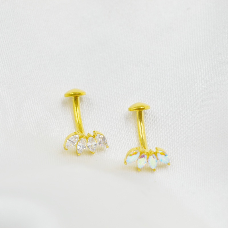 Zirconia Navel Piercing Ring Stainless Steel Belly Button Jewel_voghion.com