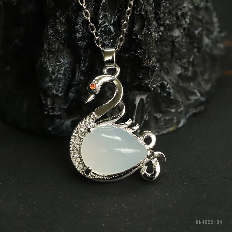 Кулон из натурального белого агата Jueyu, ожерелье-лебедь из халцедона, оптовая продажа от производителя, дропшиппинг S4050104