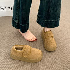 厚底加绒豆豆勃肯鞋女2025新款秋冬季毛毛乐福鞋子博肯棉鞋雪地靴